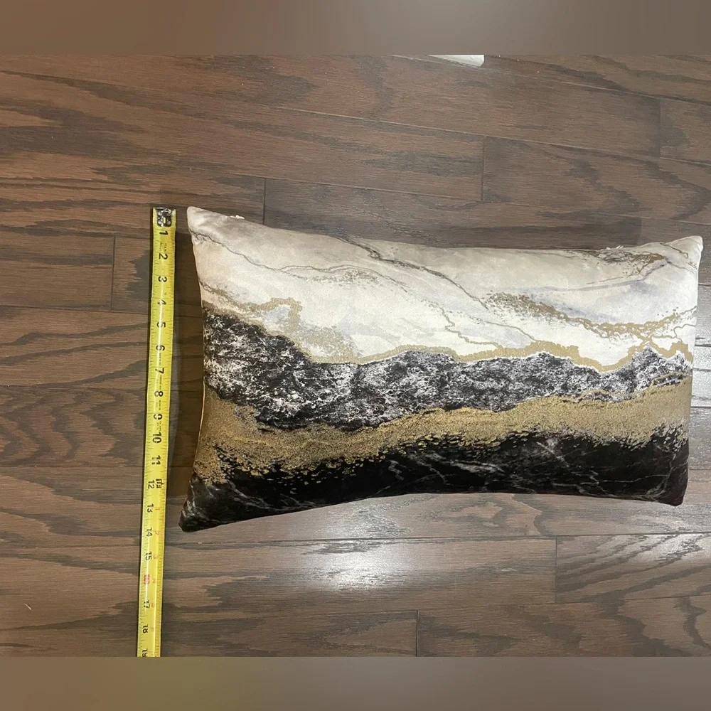 Callisto Home Black Agate Marble Velvet Throw Pillow 24